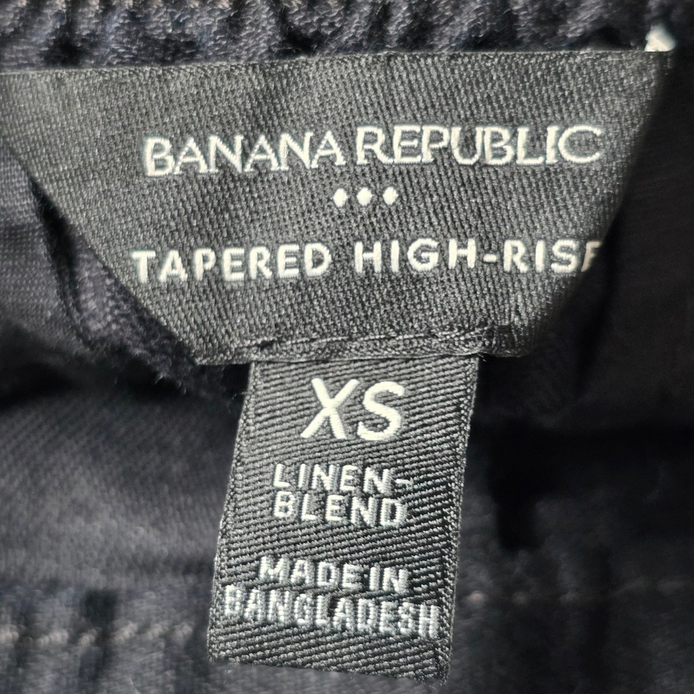Banana Republic Pant Tapered High Rise Womens Extra Small Linen Blend Black - Picture 3 of 6